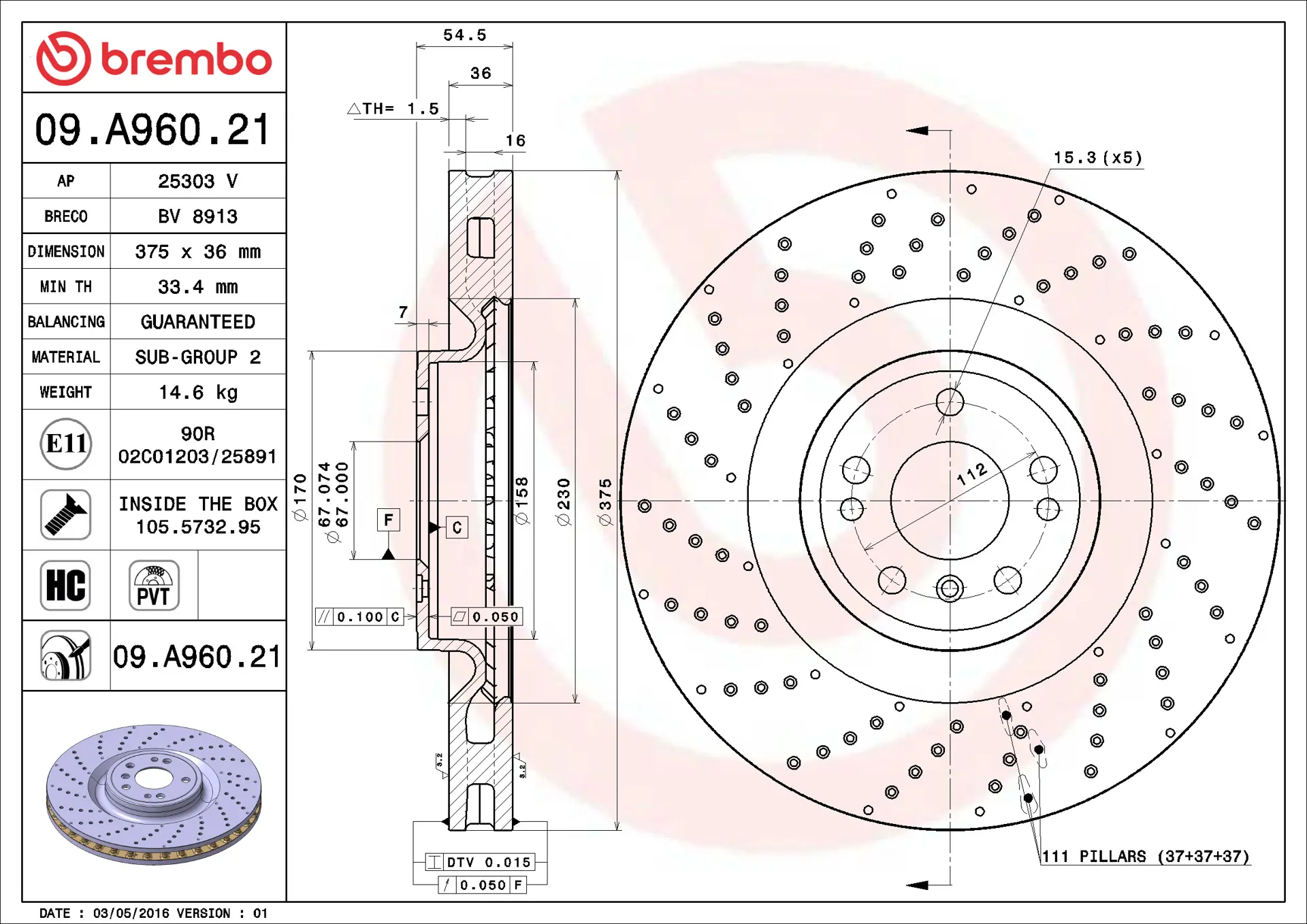 Mercedes GL Serisi W166 450 AMG 4-matic Ön Fren Diski Havalandırmalı | BREMBO 09A96021