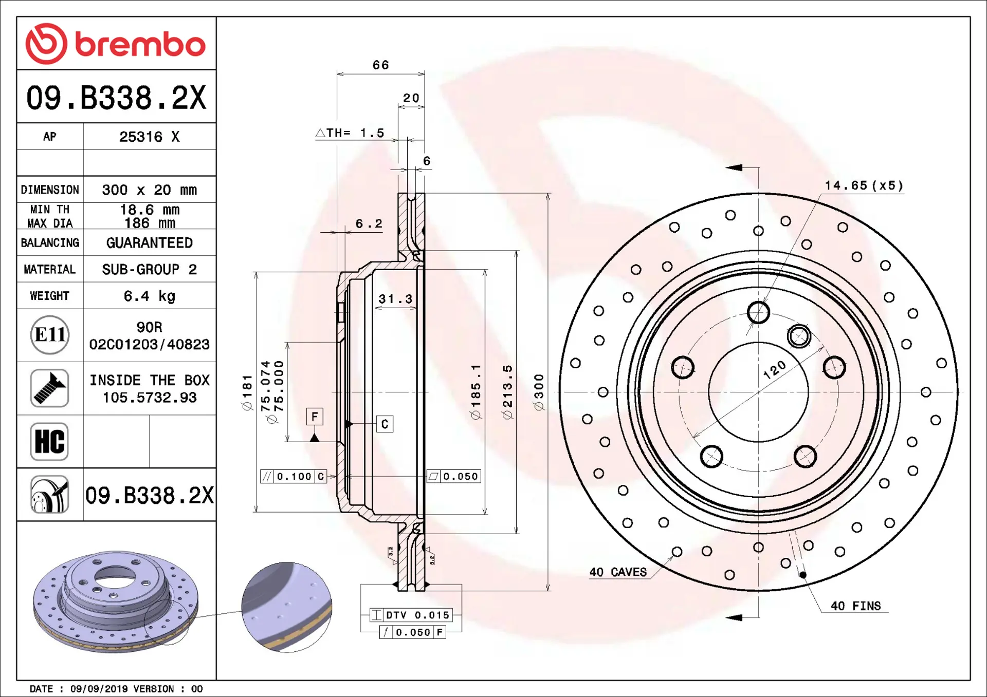 BMW 1 Serisi E87 123 d Arka Fren Diski Havalandırmalı | BREMBO 09B3382X