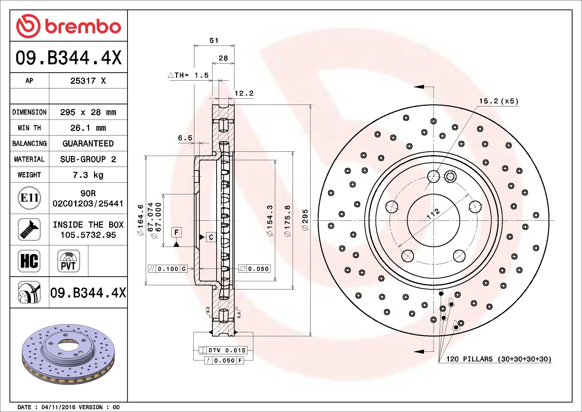 Mercedes A Serisi W176 A 220 CDI Ön Fren Diski Havalandırmalı | BREMBO 09B3444X