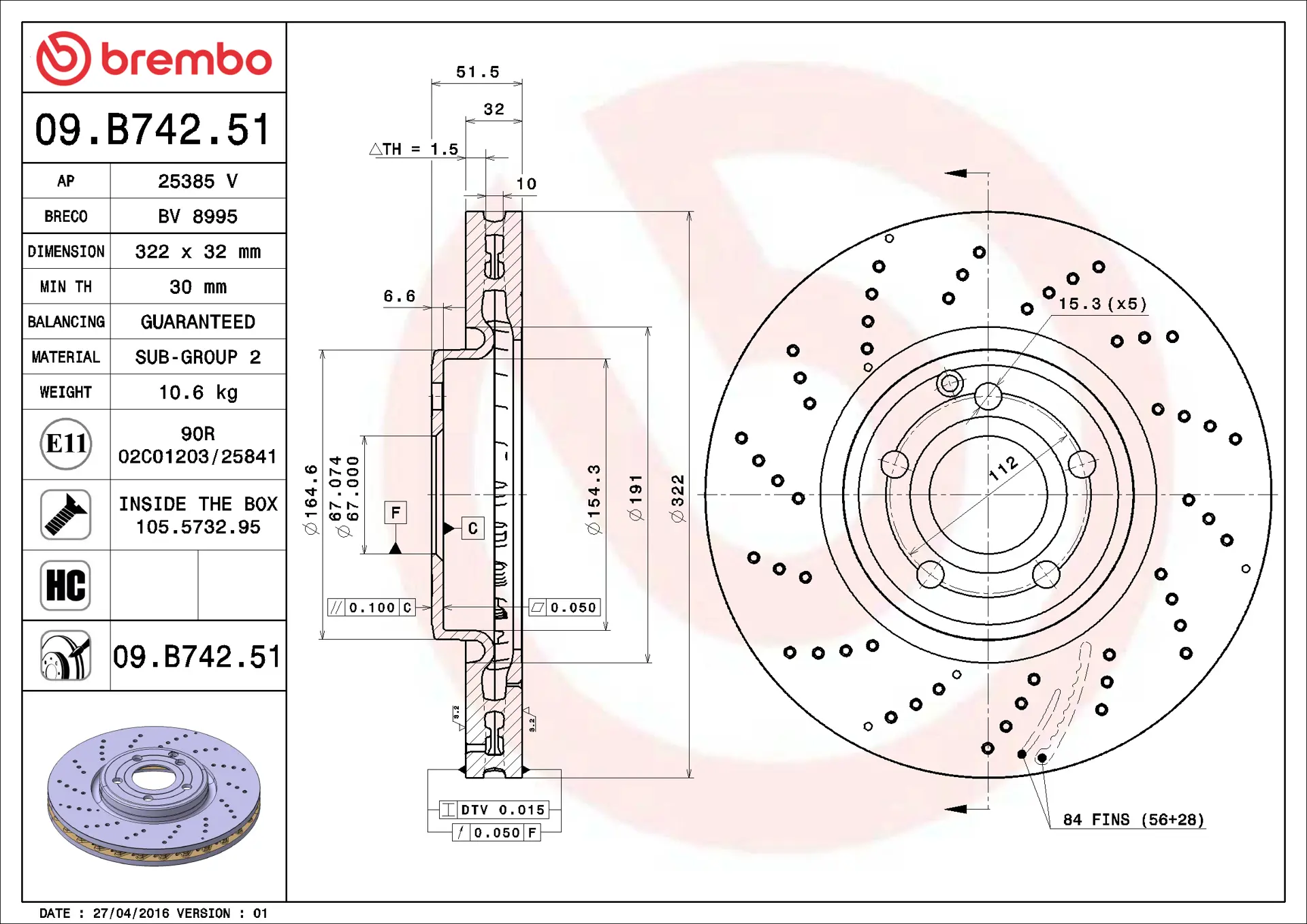 Mercedes CLS Serisi W218 CLS 350 Ön Fren Diski Havalandırmalı | BREMBO 09B74251
