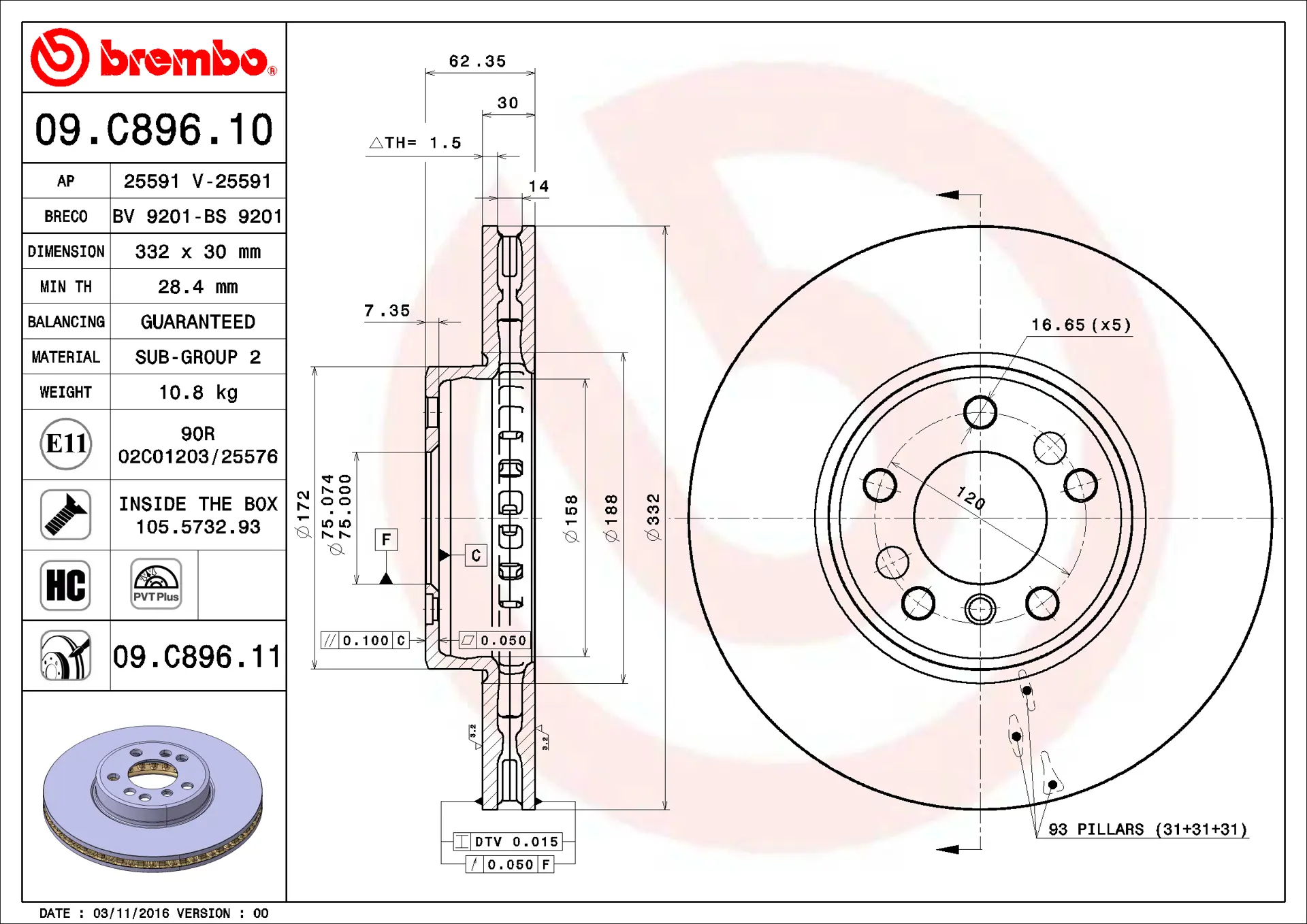 BMW X5 Serisi E53 4.4 i Ön Fren Diski Havalandırmalı | BREMBO 09C89611