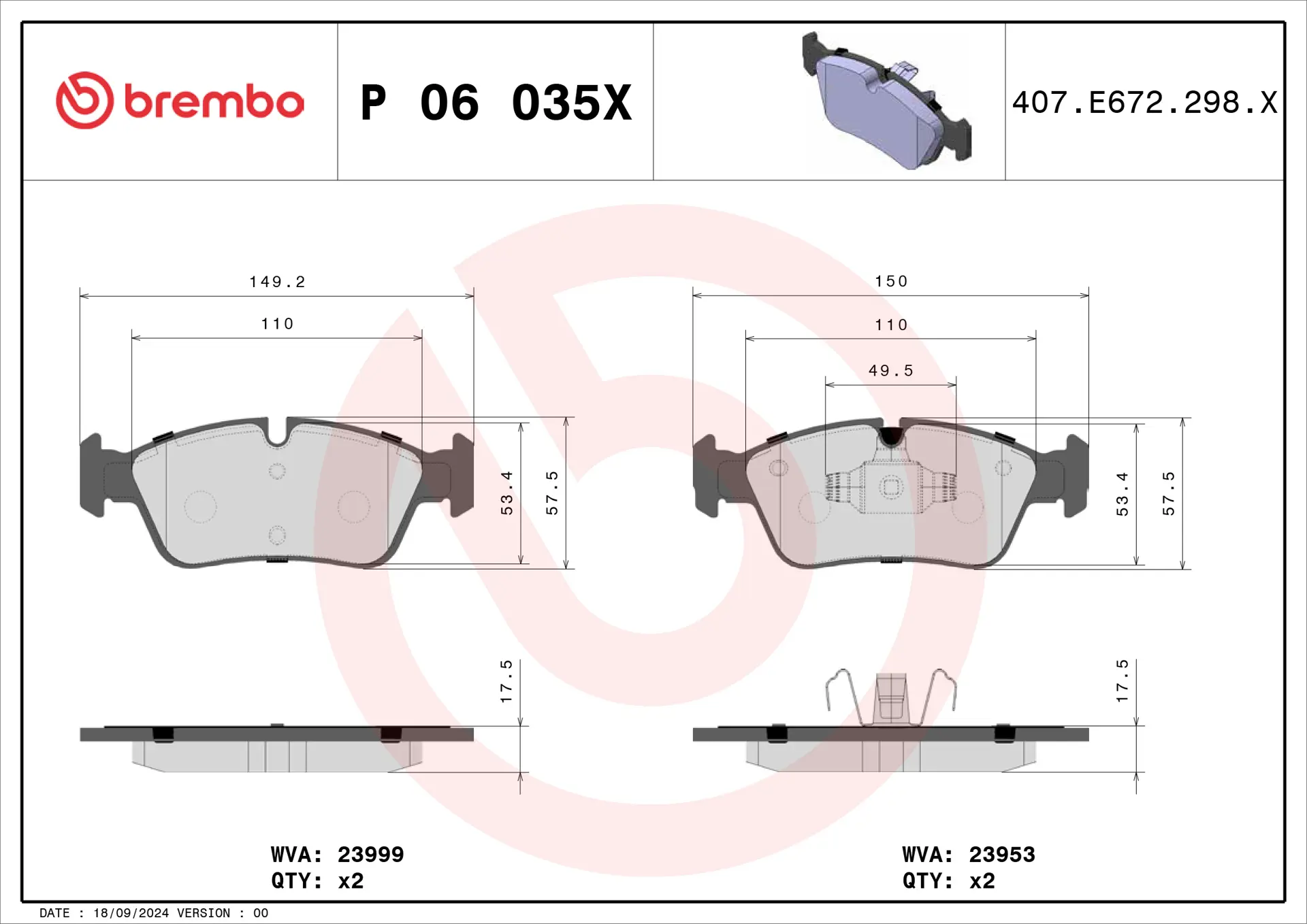 BMW 3 Serisi E90 318 d Ön Fren Balatası Delikli | BREMBO P06035X