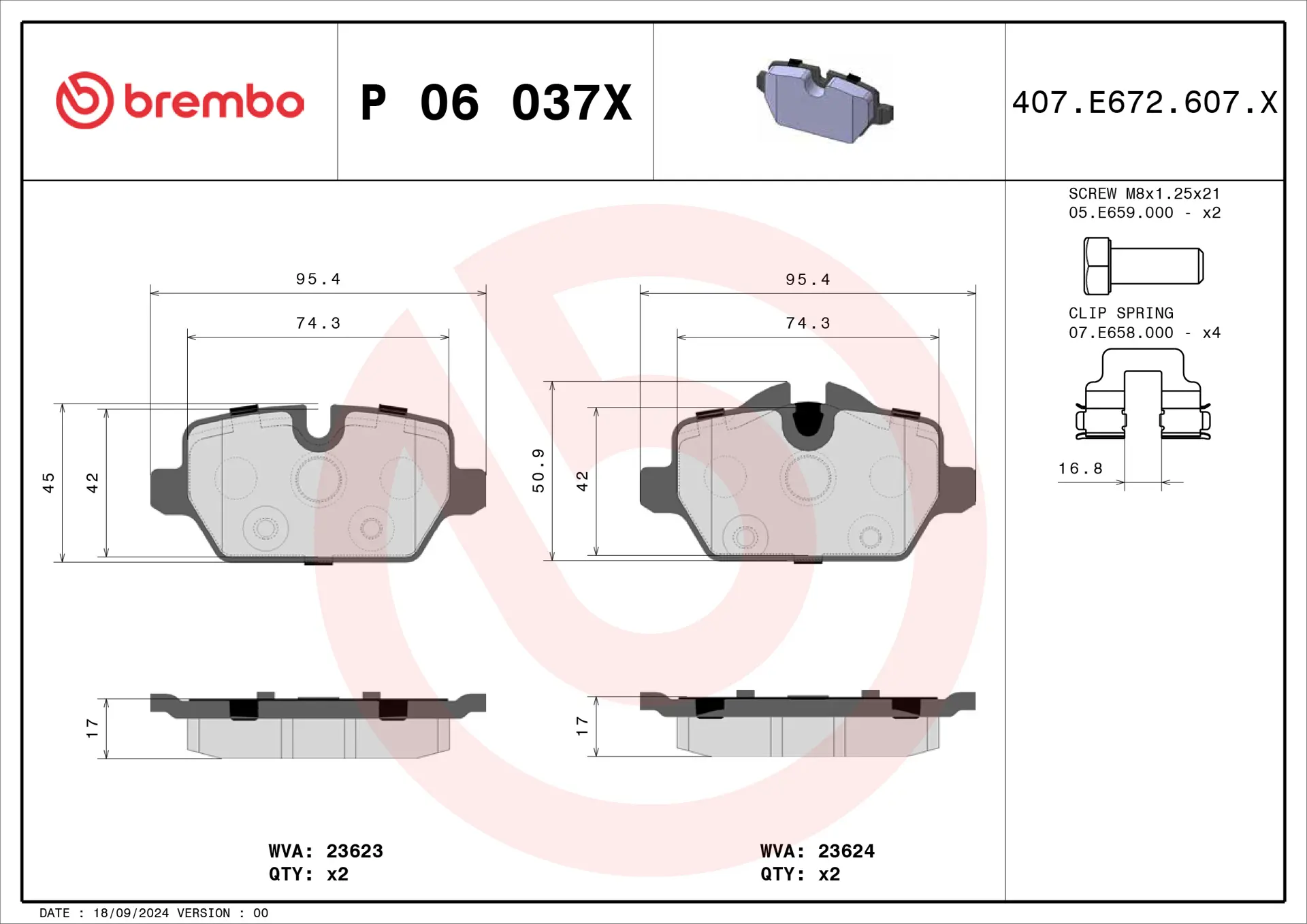 BMW 3 Serisi E90 316 d Arka Fren Balatası Delikli | BREMBO P06037X