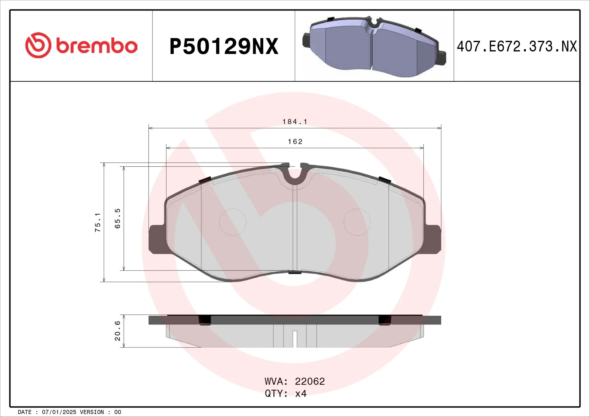 Mercedes Vito Serisi W447 200 CDI Ön Fren Balatası Seramik | BREMBO P50129NX