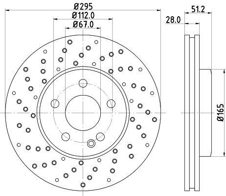 Mercedes GLA Serisi W156 Fren Diski Delikli Ön | HELLA 8DD 355 129-681