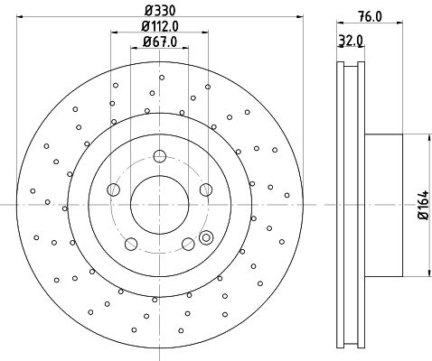 Mercedes S Serisi W220 Fren Diski Delikli Ön | HELLA 8DD 355 106-851