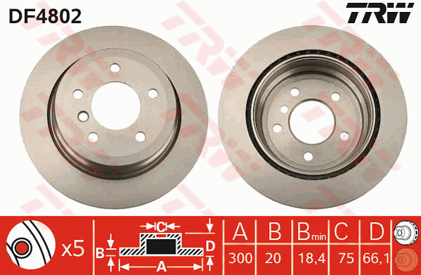 BMW 3 Serisi E90 318 d M47 Arka Fren Diski | TRW DF4802